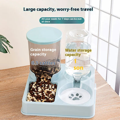 Automatic Pet Feeder Water Dispenser Integrated Cat Food Holder Bowl Double Bowl Drinking Bowl Pet