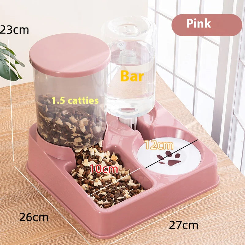 Automatic Pet Feeder Water Dispenser Integrated Cat Food Holder Bowl Double Bowl Drinking Bowl Pet